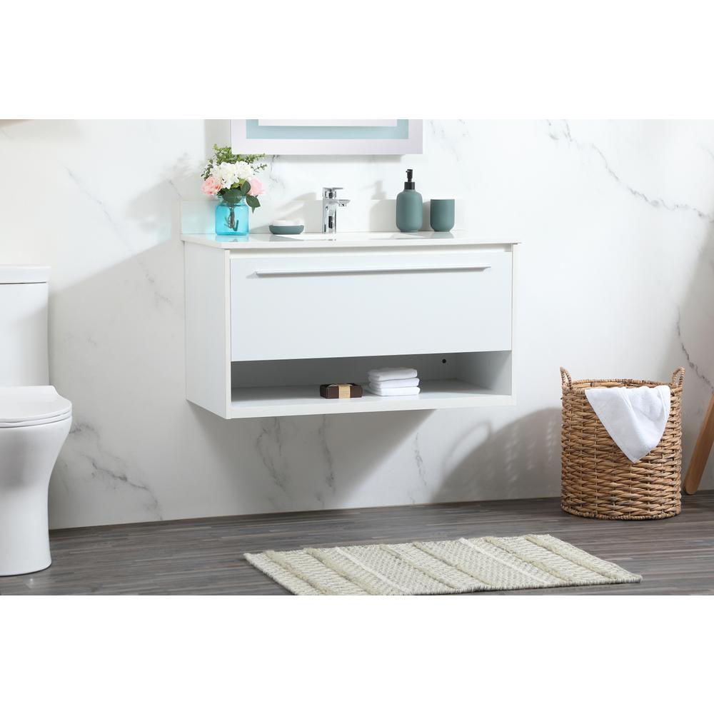 36 inch Single bathroom vanity in white with backsplash. Picture 2