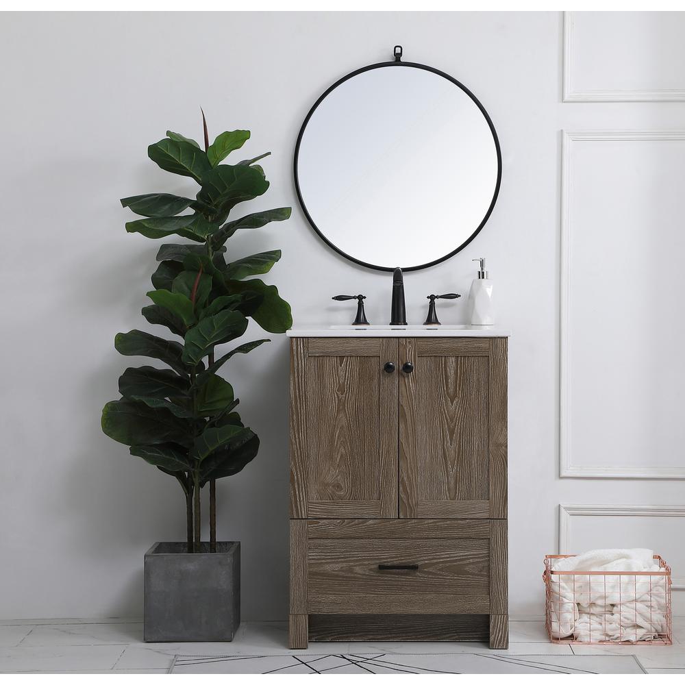 24 inch Single Bathroom Vanity in Weathered oak. Picture 4