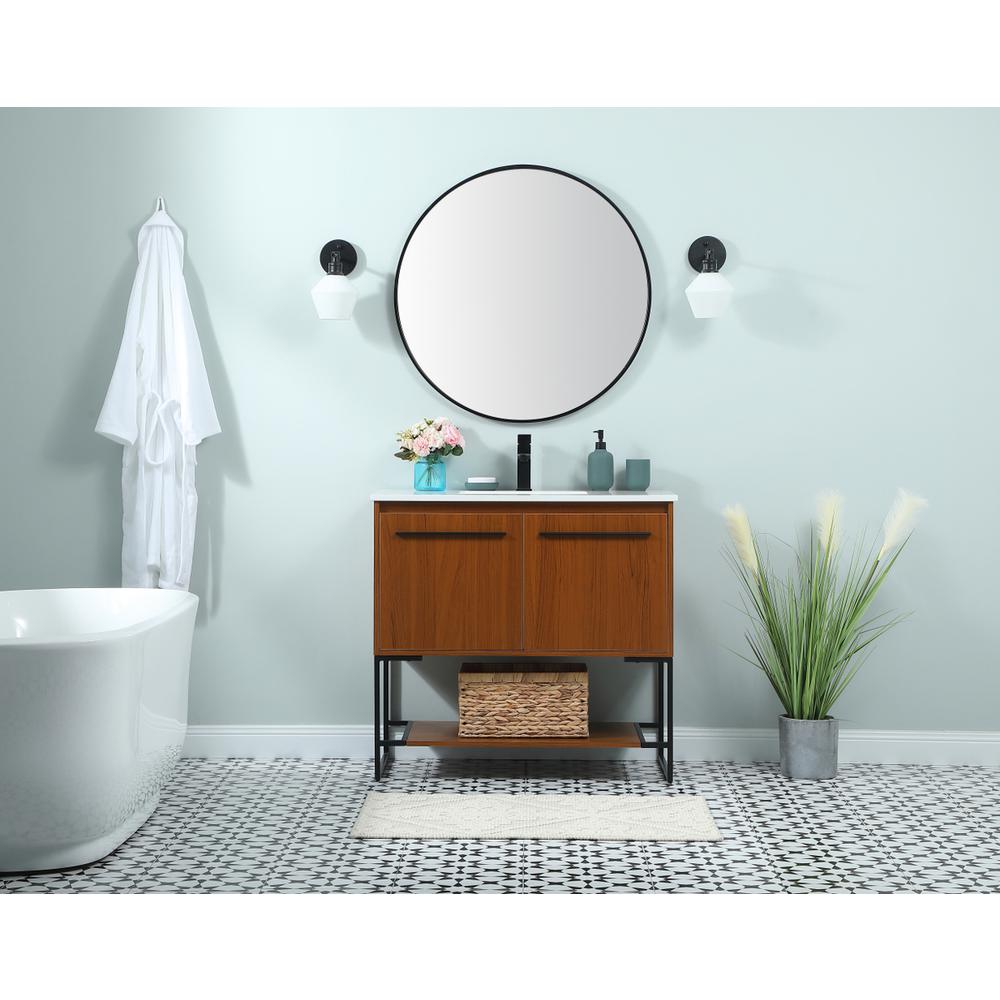 36 inch Single bathroom vanity in teak. Picture 4