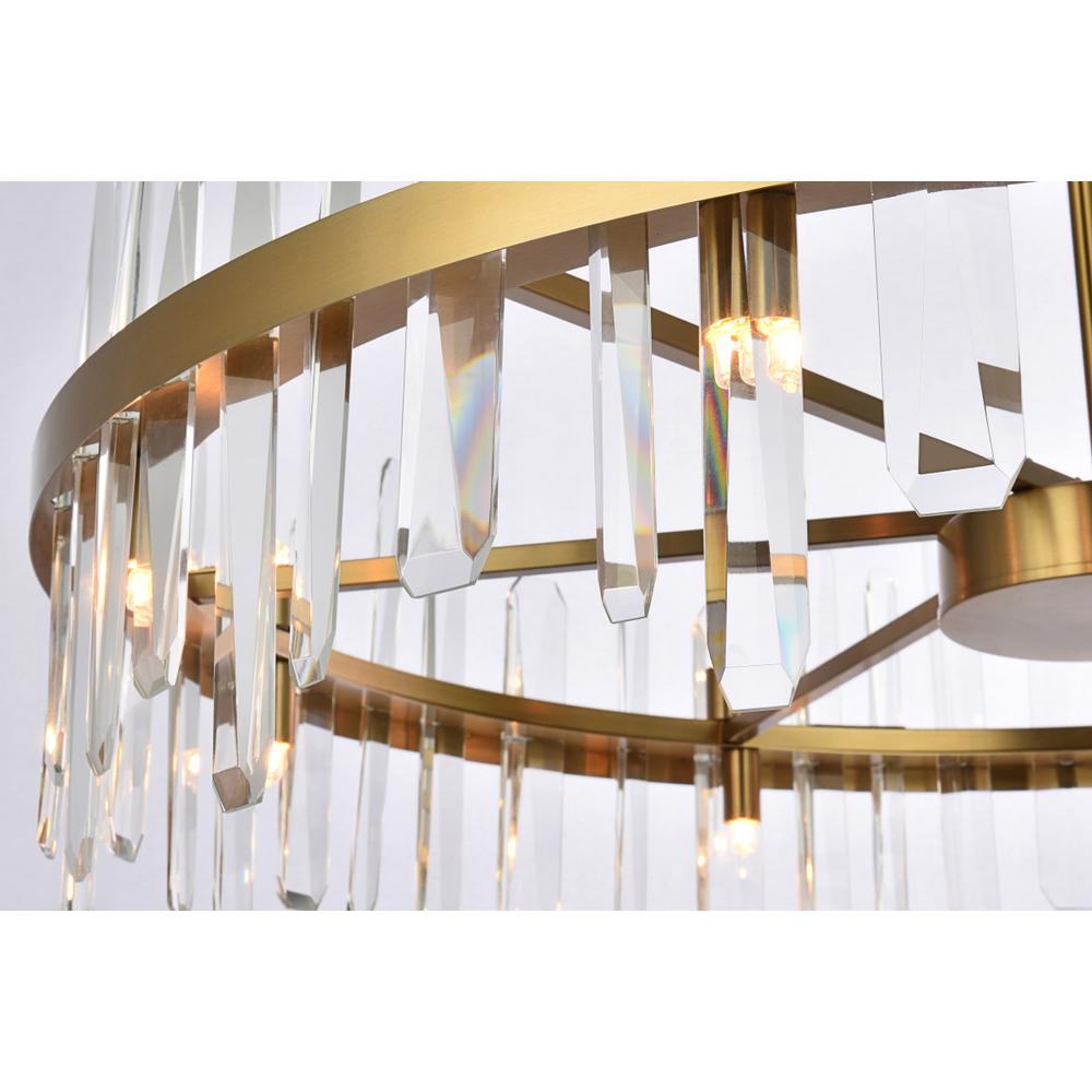Serena 36 inch crystal round chandelier in satin gold. Picture 3