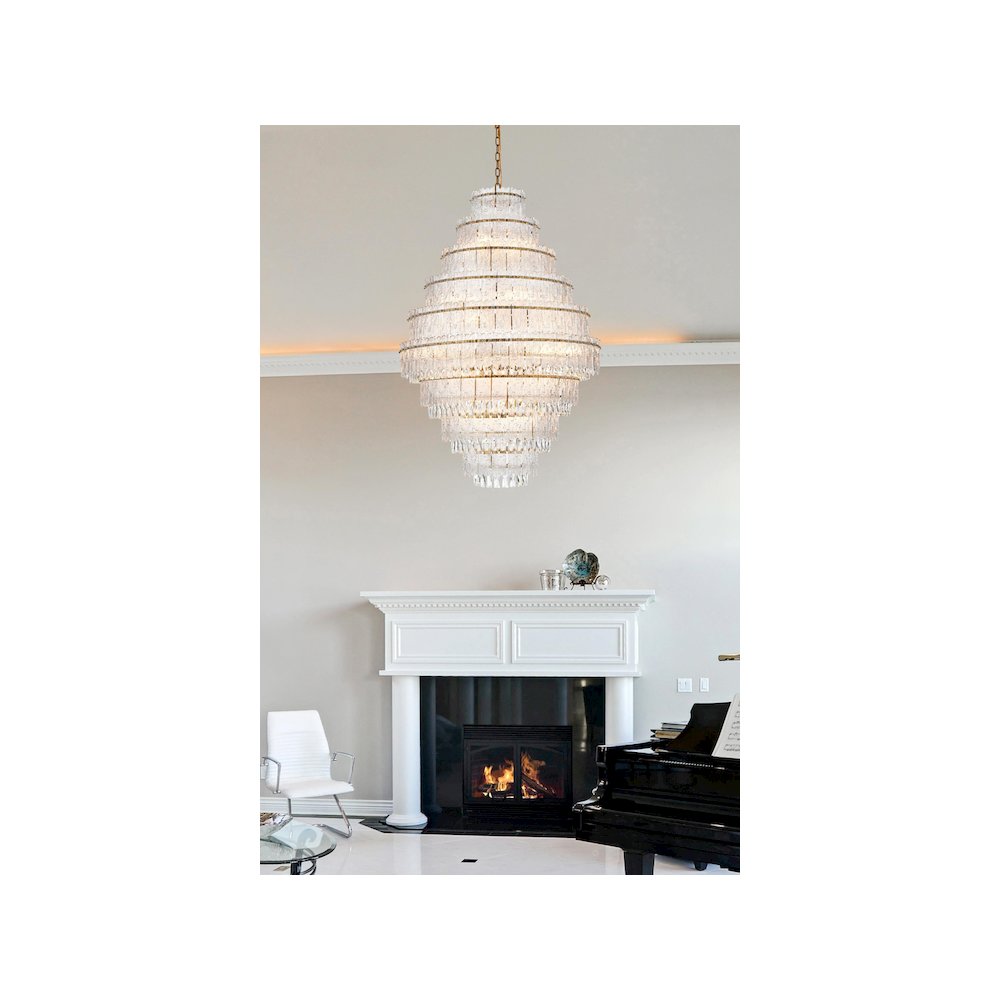 Emilia 36 inch Chandelier in Satin Gold. Picture 2