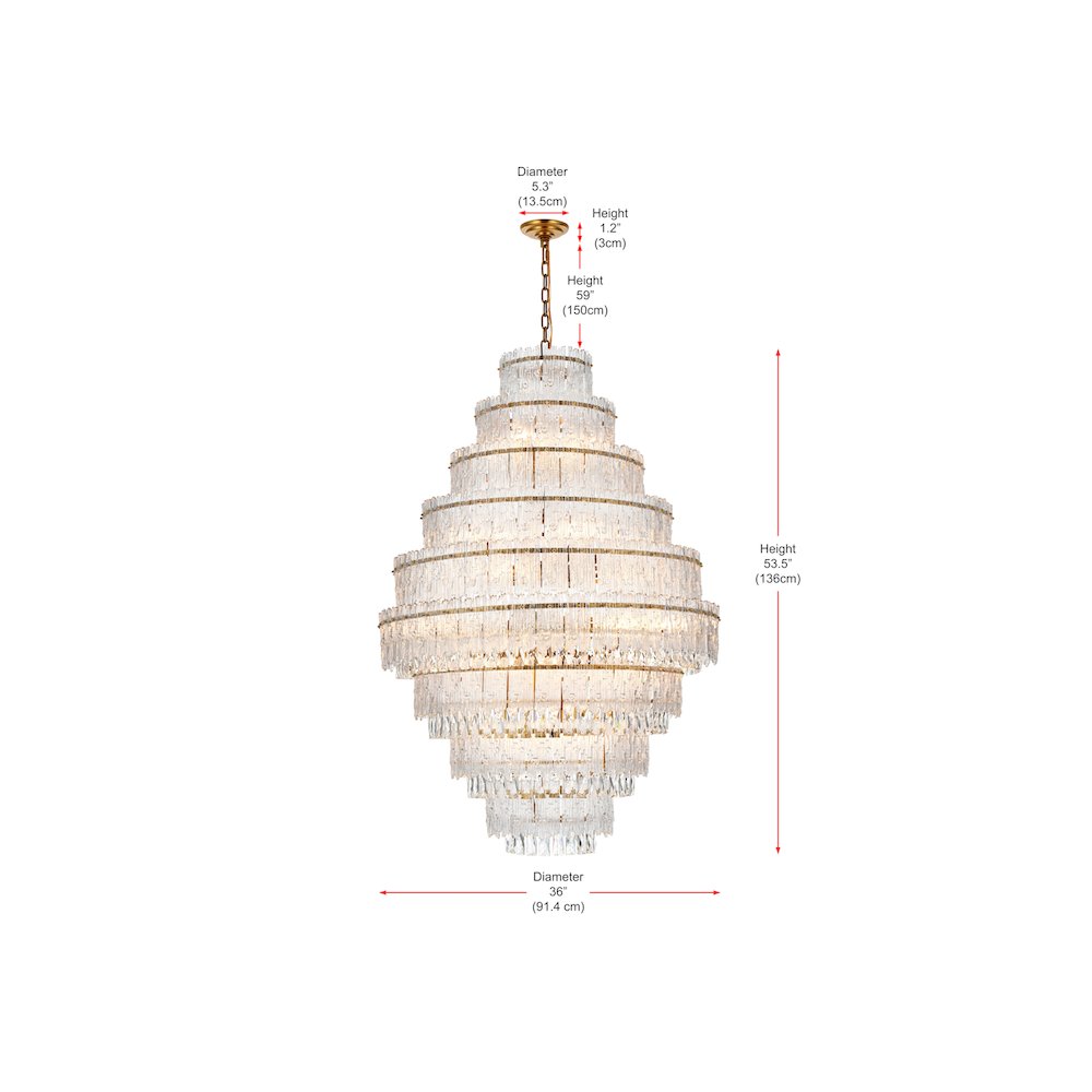 Emilia 36 inch Chandelier in Satin Gold. Picture 9