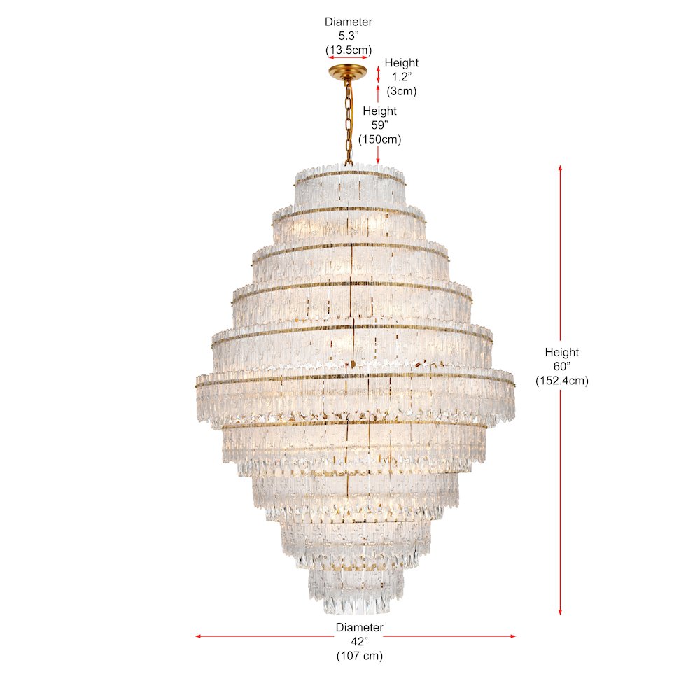 Emilia 42 inch Chandelier in Satin Gold. Picture 8
