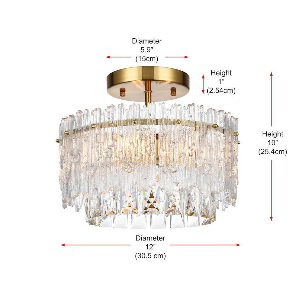 Emilia 12 inch Flush Mount in Satin Gold. Picture 8