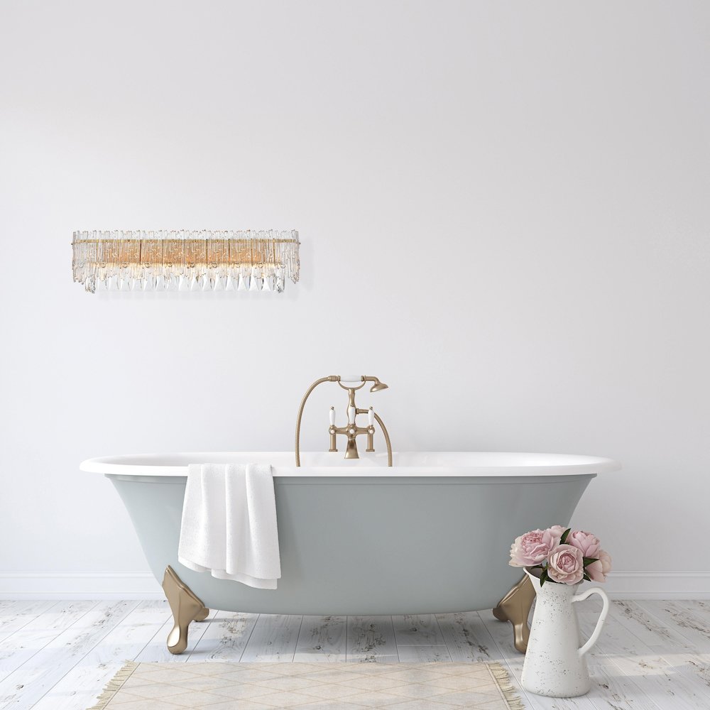 Emilia 27 inch Wall Sconce in Satin Gold. Picture 9