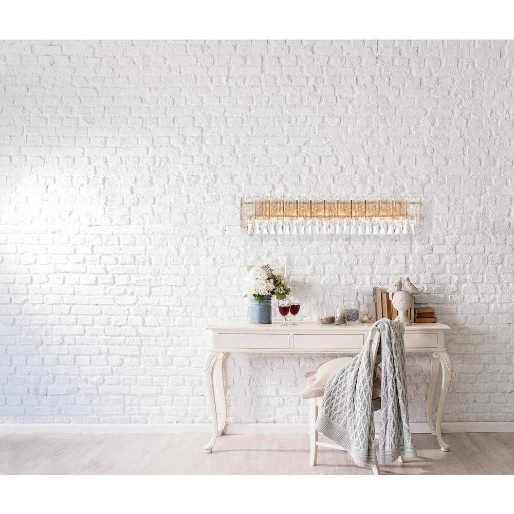 Emilia 34.5 inch Wall Sconce in Satin Gold. Picture 9