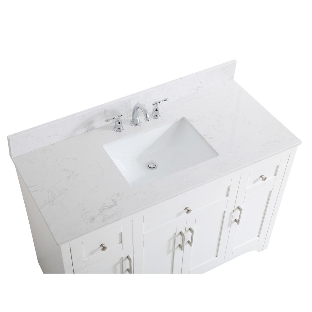 48 inch Single Bathroom Vanity in White with Backsplash. Picture 11