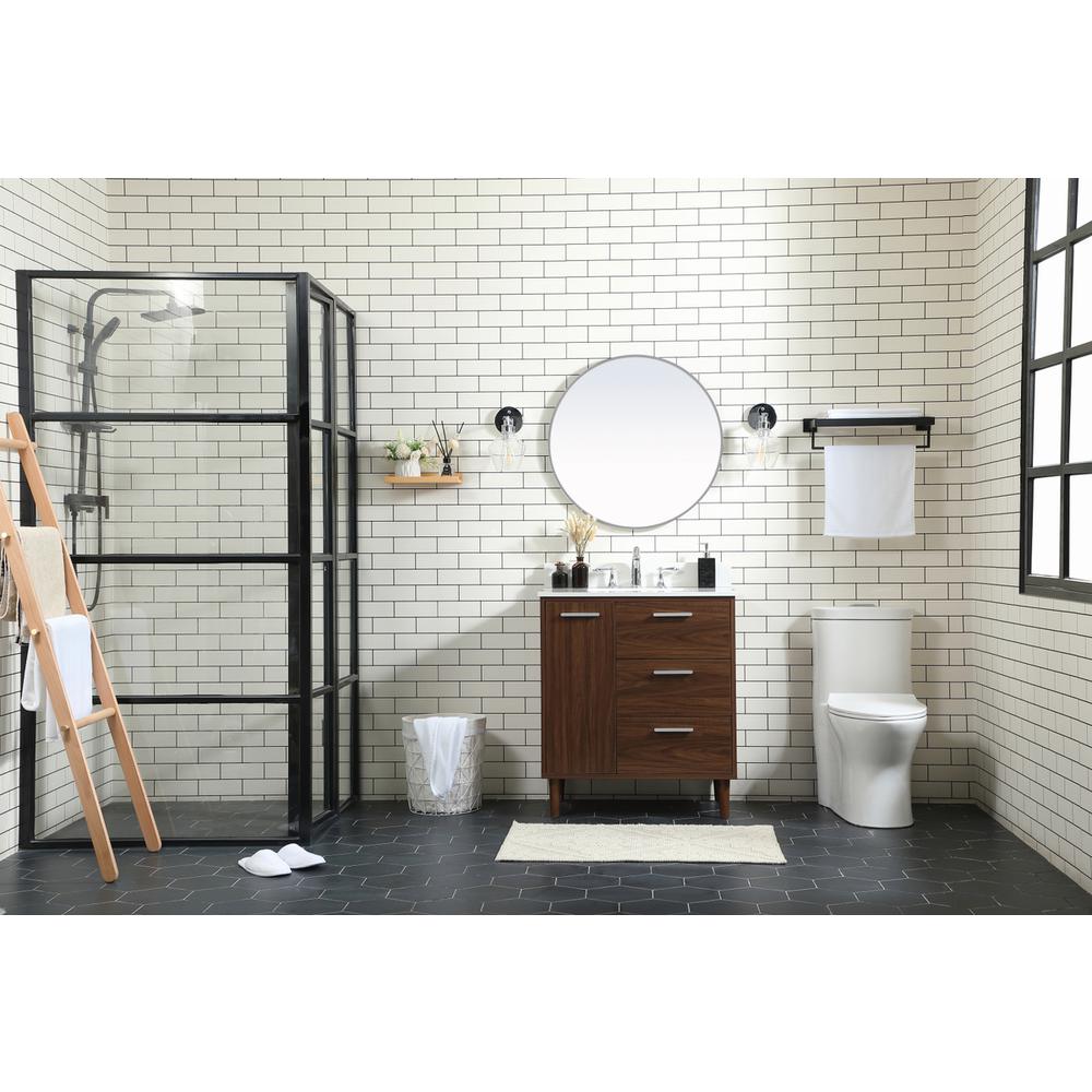 30 inch bathroom vanity in Walnut with backsplash. Picture 4