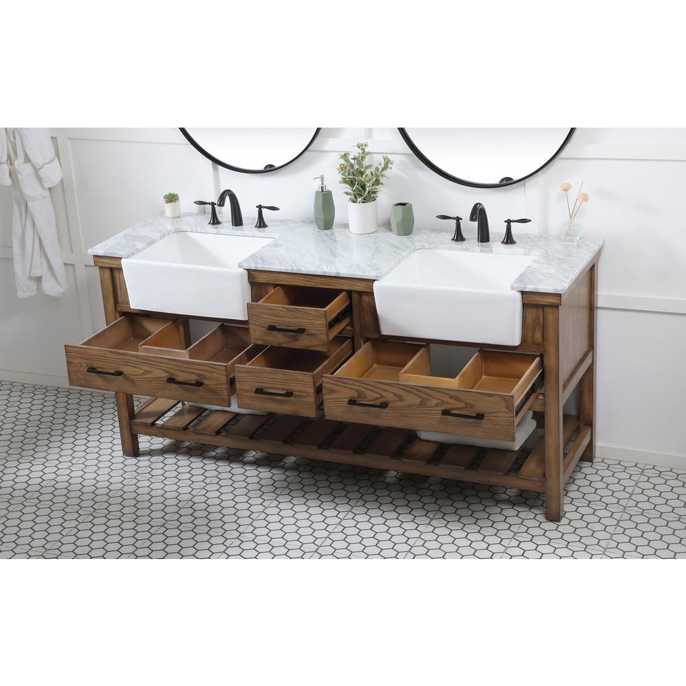 72 inch double bathroom vanity in driftwood. Picture 3