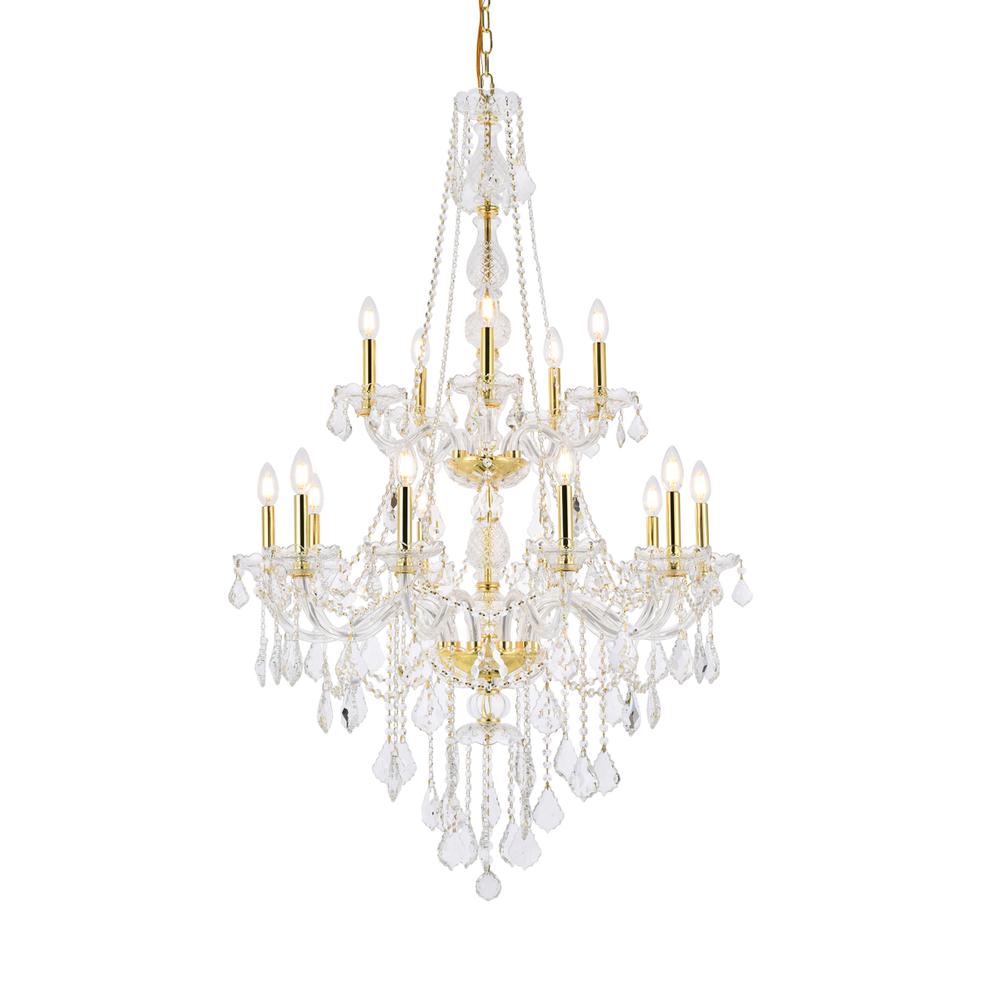 Verona 15 light Gold Chandelier Clear Royal Cut Crystal. Picture 2