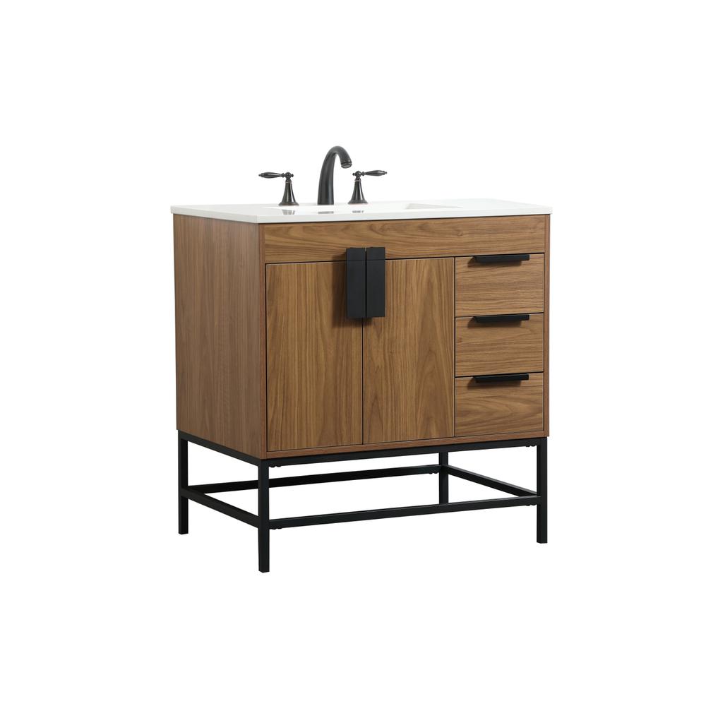 32 inch Single bathroom vanity in walnut brown. Picture 7