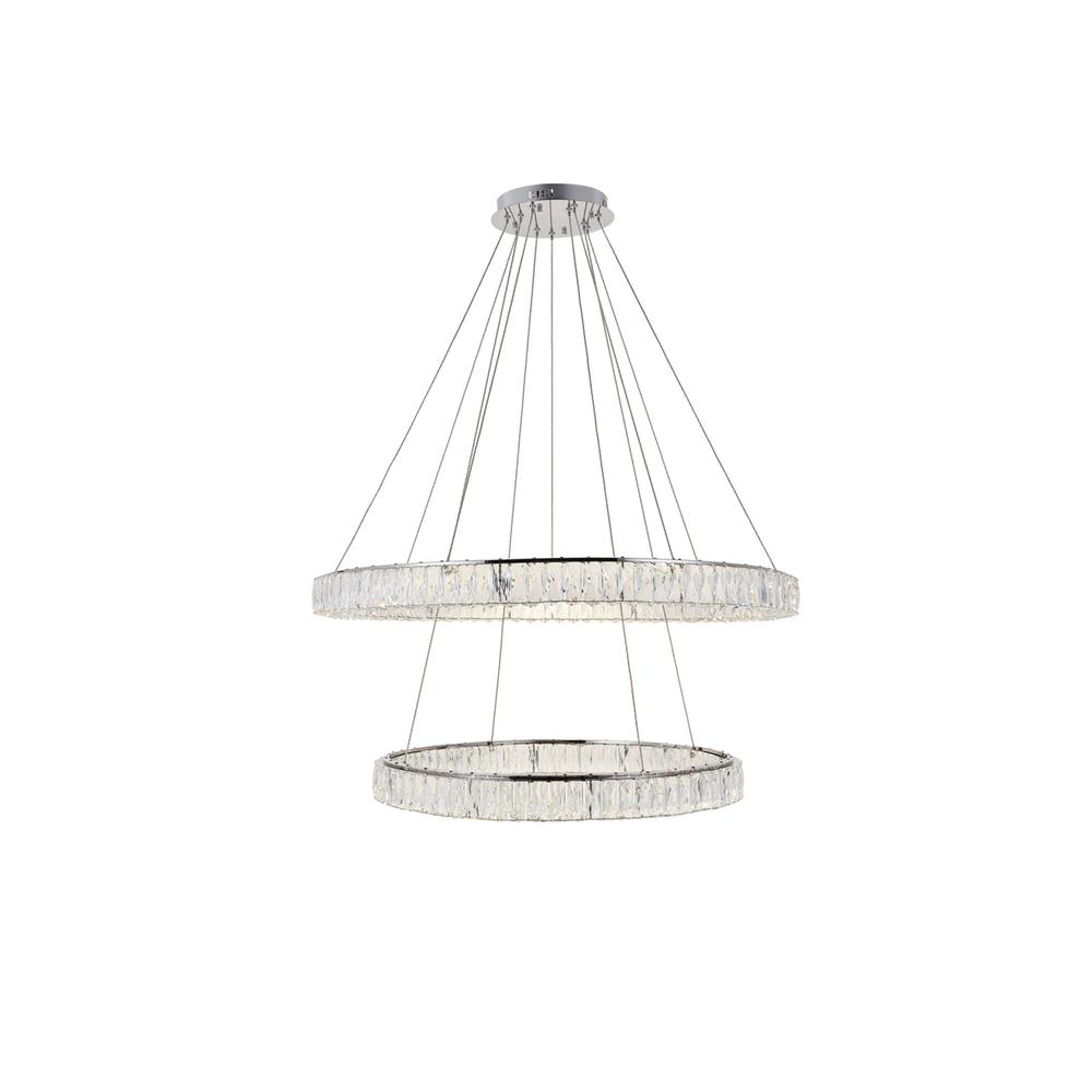 Monroe Integrated LED light Chrome Chandelier Clear Royal Cut Crystal. Picture 1