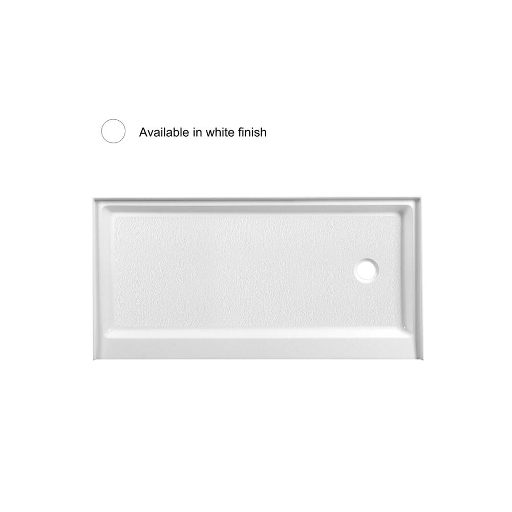 60x30 inch Single threshold shower tray right drain in glossy white. Picture 12