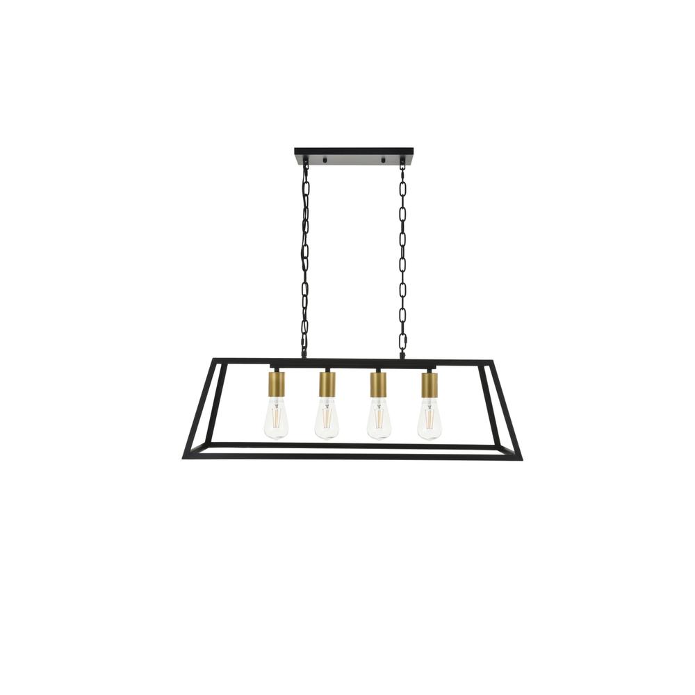 Resolute 4 light brass and black Pendant. Picture 2