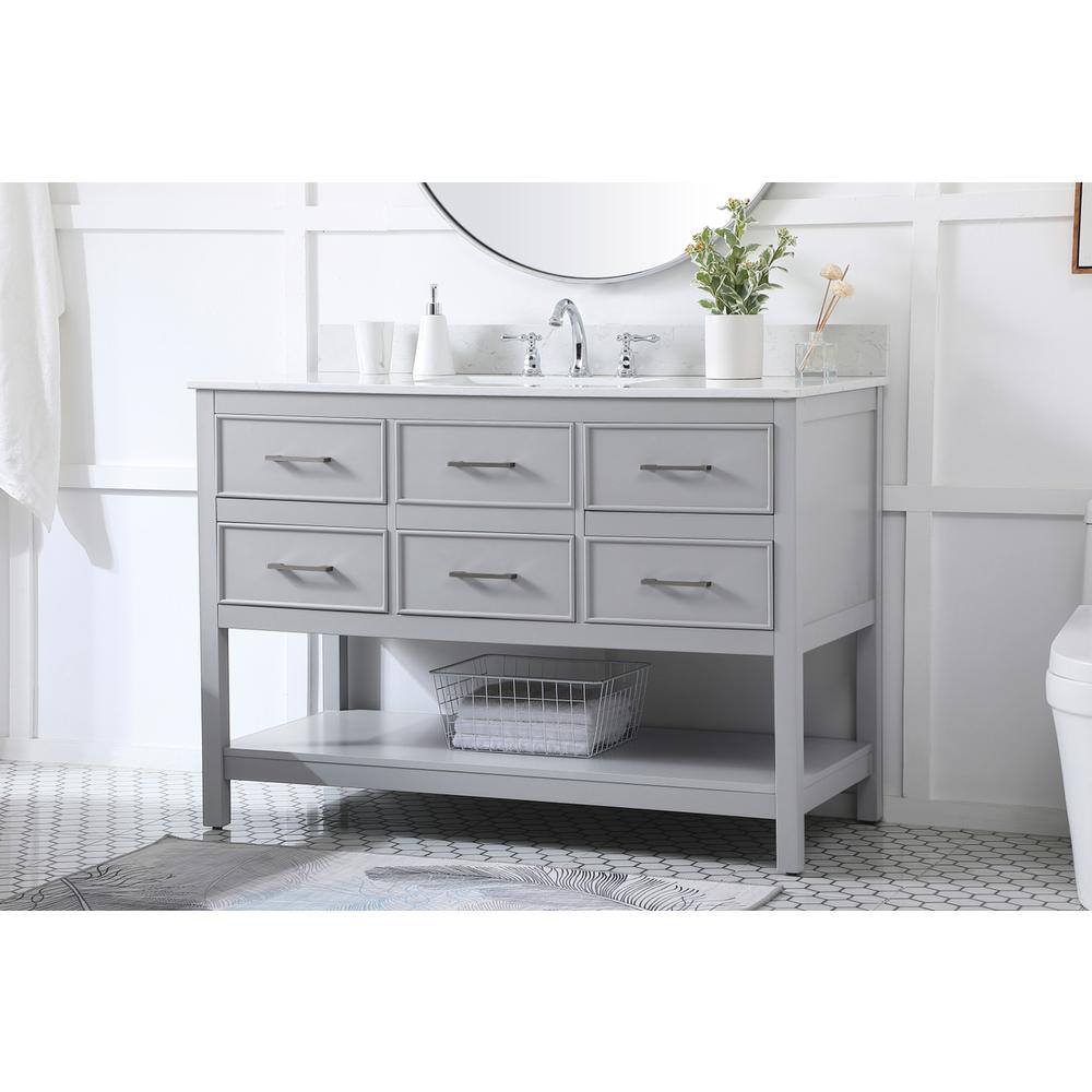 48 inch Single bathroom vanity in gray with backsplash. Picture 2