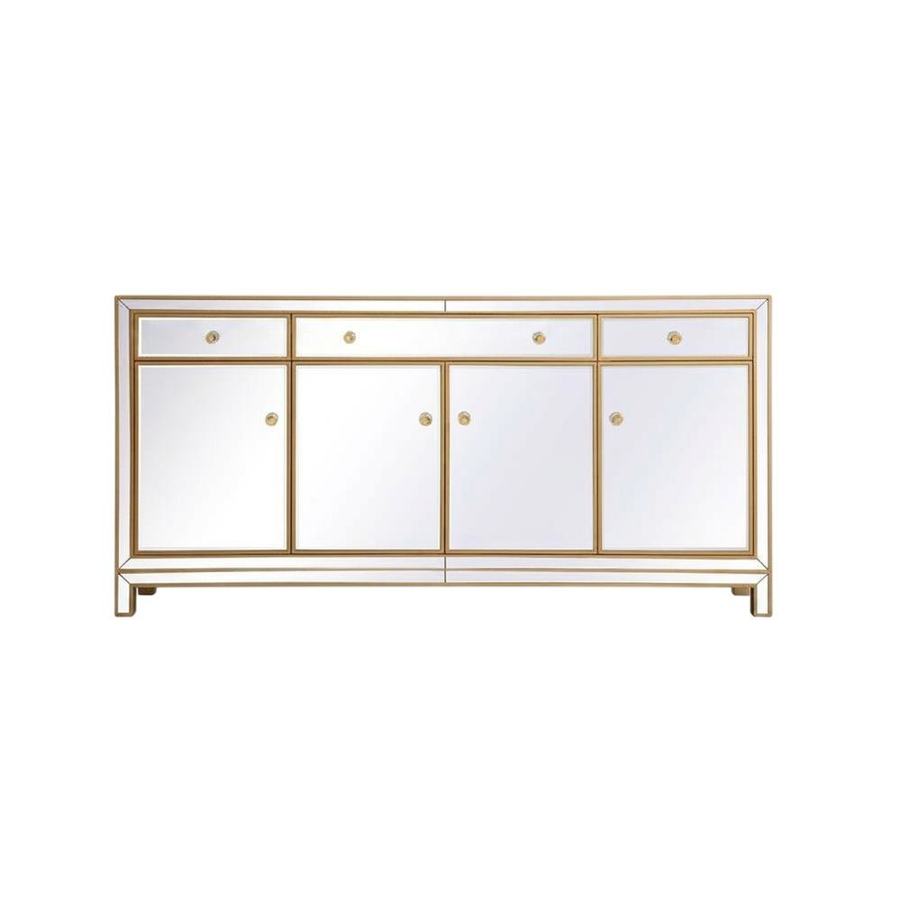 Gold mirrored credenza with sleek modern design and spacious storage. Picture 4