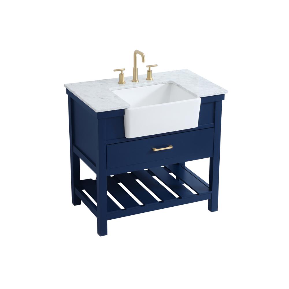 36 inch Single bathroom vanity in blue. Picture 8