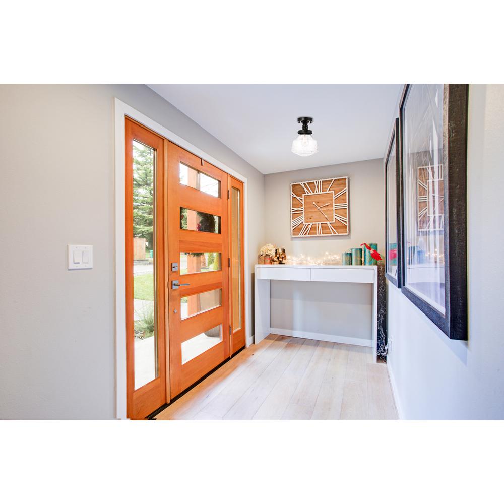 Lyle 1 light Black and Clear seeded glass Flush mount. Picture 11