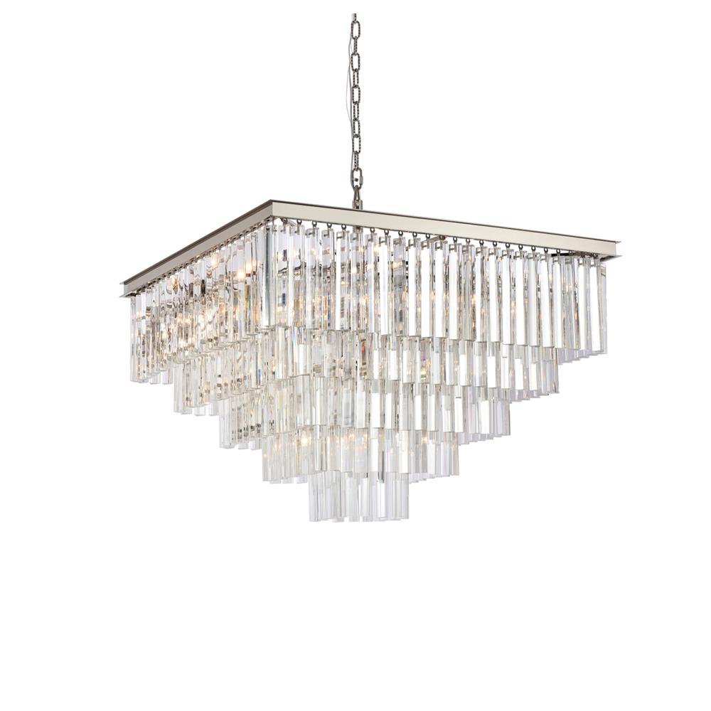 Sydney 34 inch square crystal chandelier in polished nickel. Picture 2