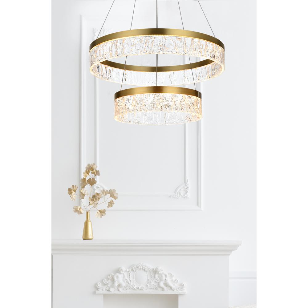Linden 22 inch Adjustable LED chandelier in Satin Gold. Picture 11