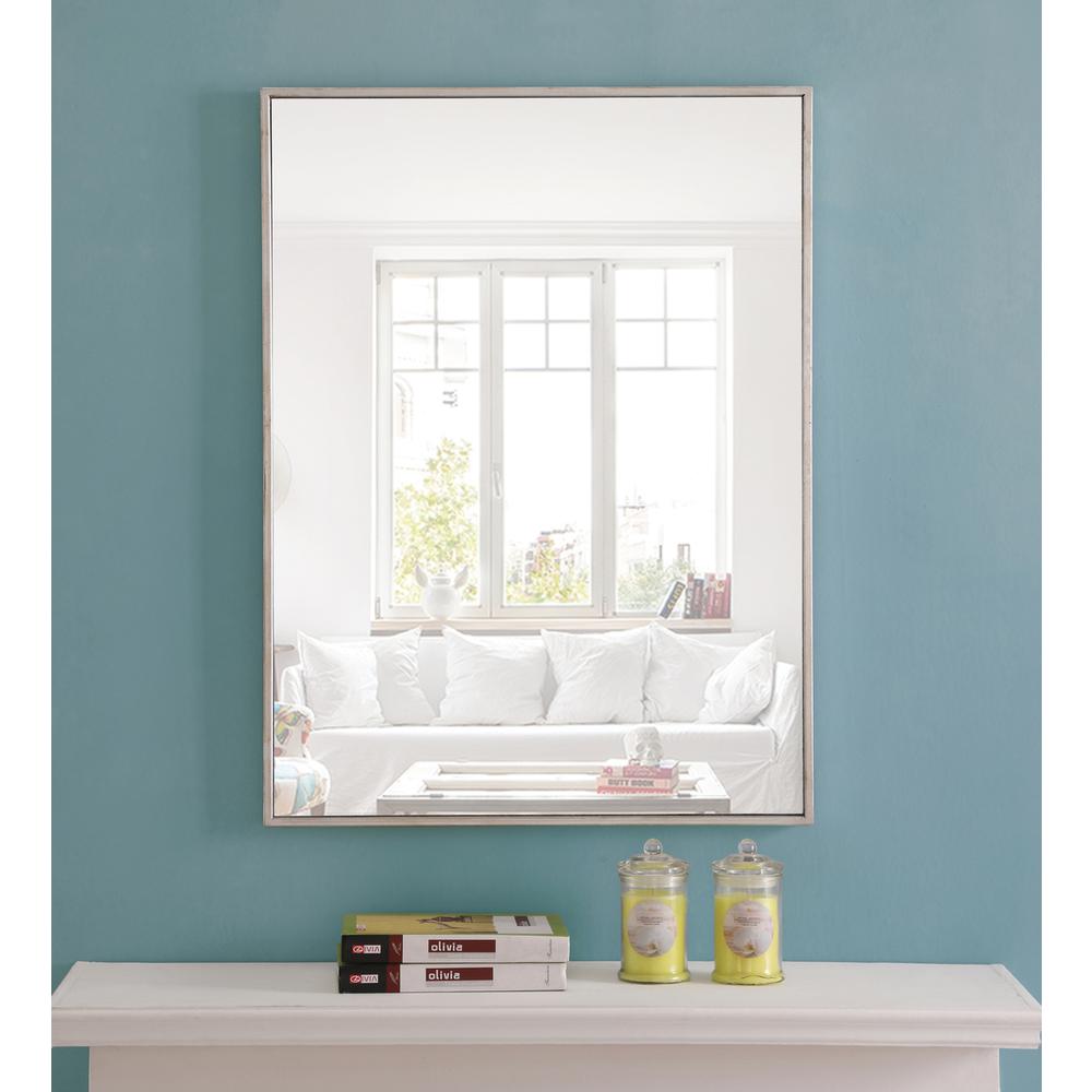 Metal frame Rectangle Mirror 24 inch Silver. Picture 14