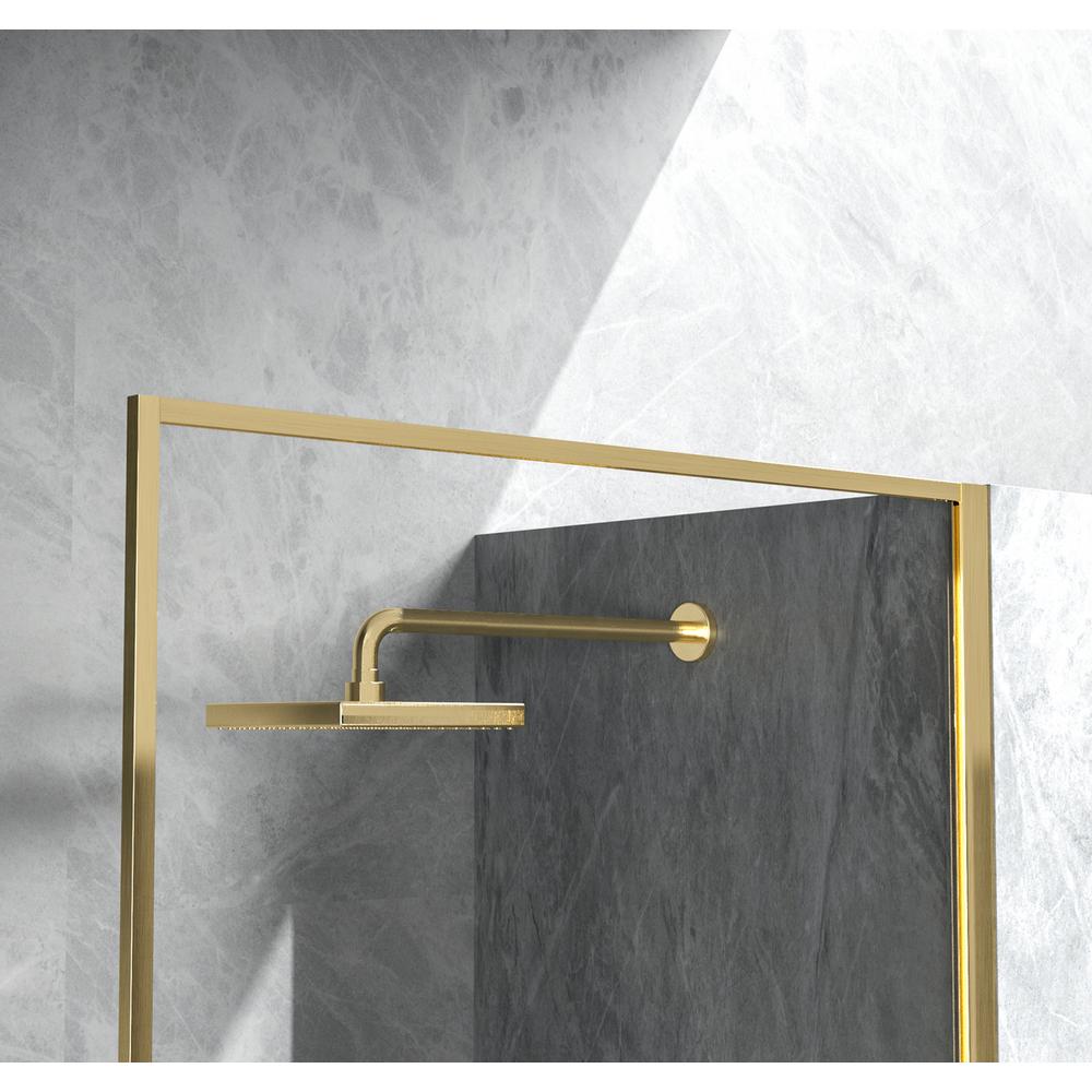 Fixed framed shower door 35 x 76 Brushed Gold. Picture 5