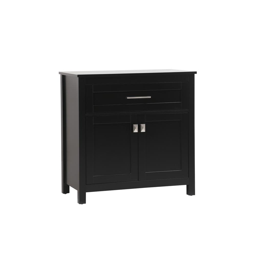 30 Inch Wide Bathroom Storage Freestanding Cabinet In Black. Picture 13