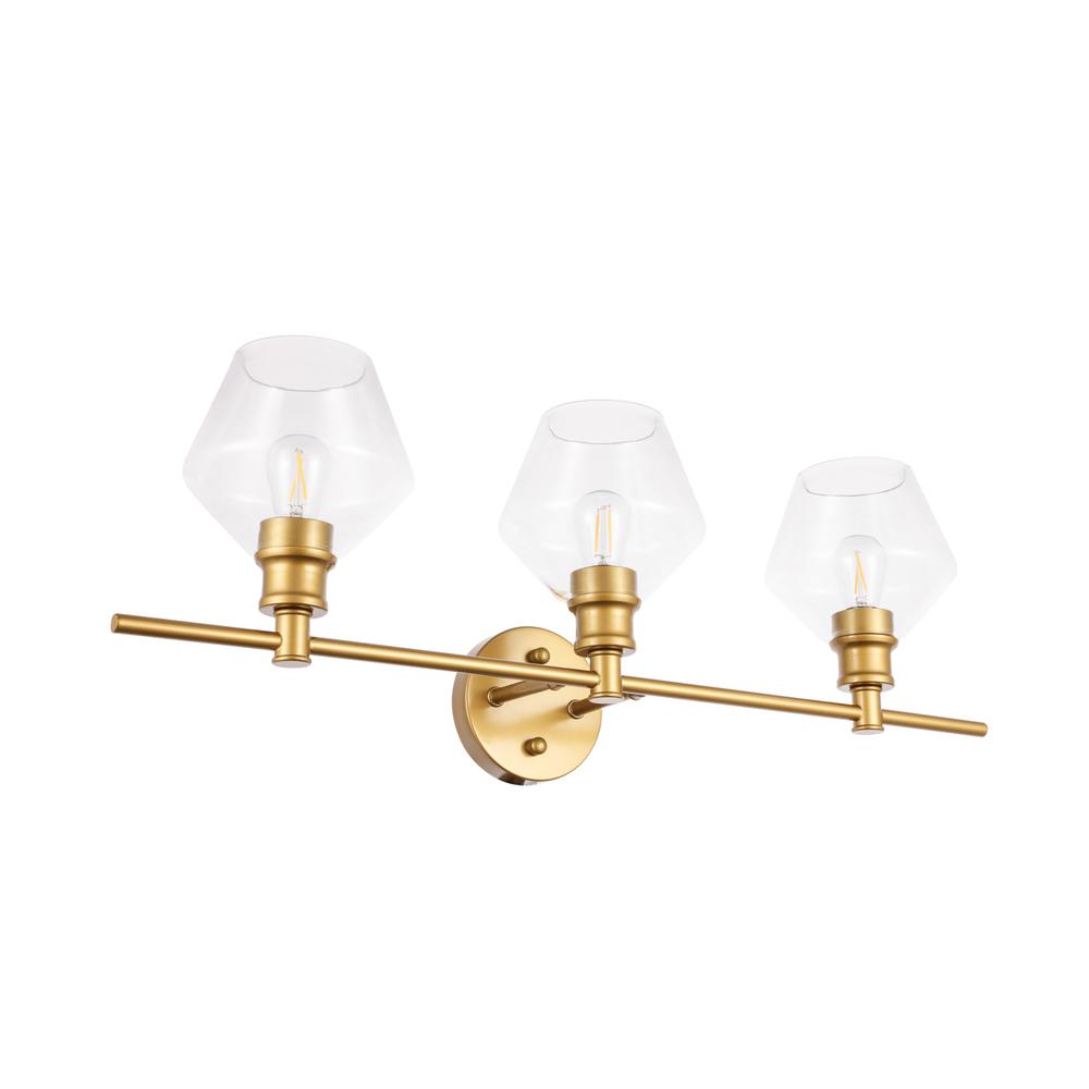 Gene 3 light Brass and Clear glass Wall sconce. Picture 6