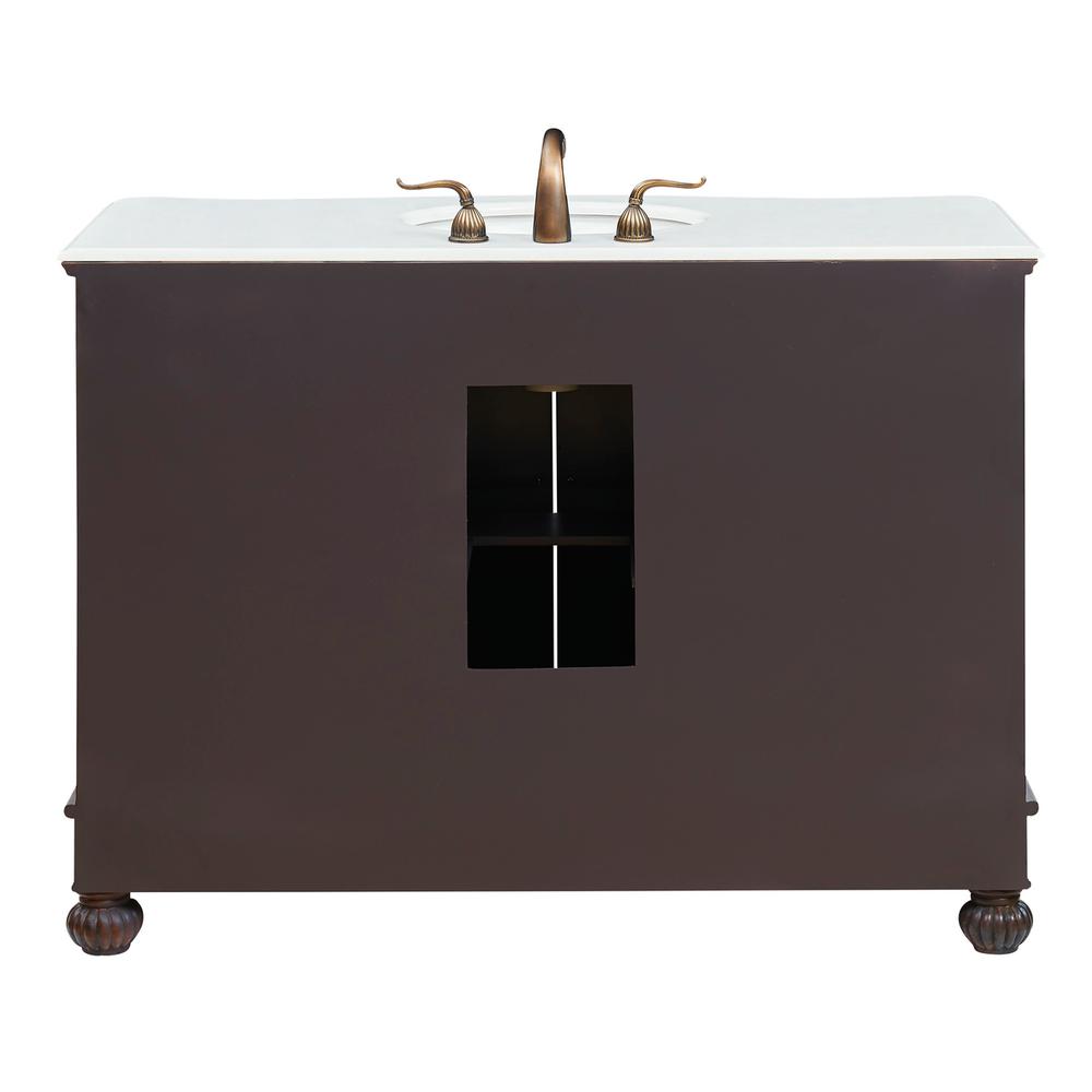 48 inch Single Bathroom vanity in Teak Color with ivory white engineered marble. Picture 10