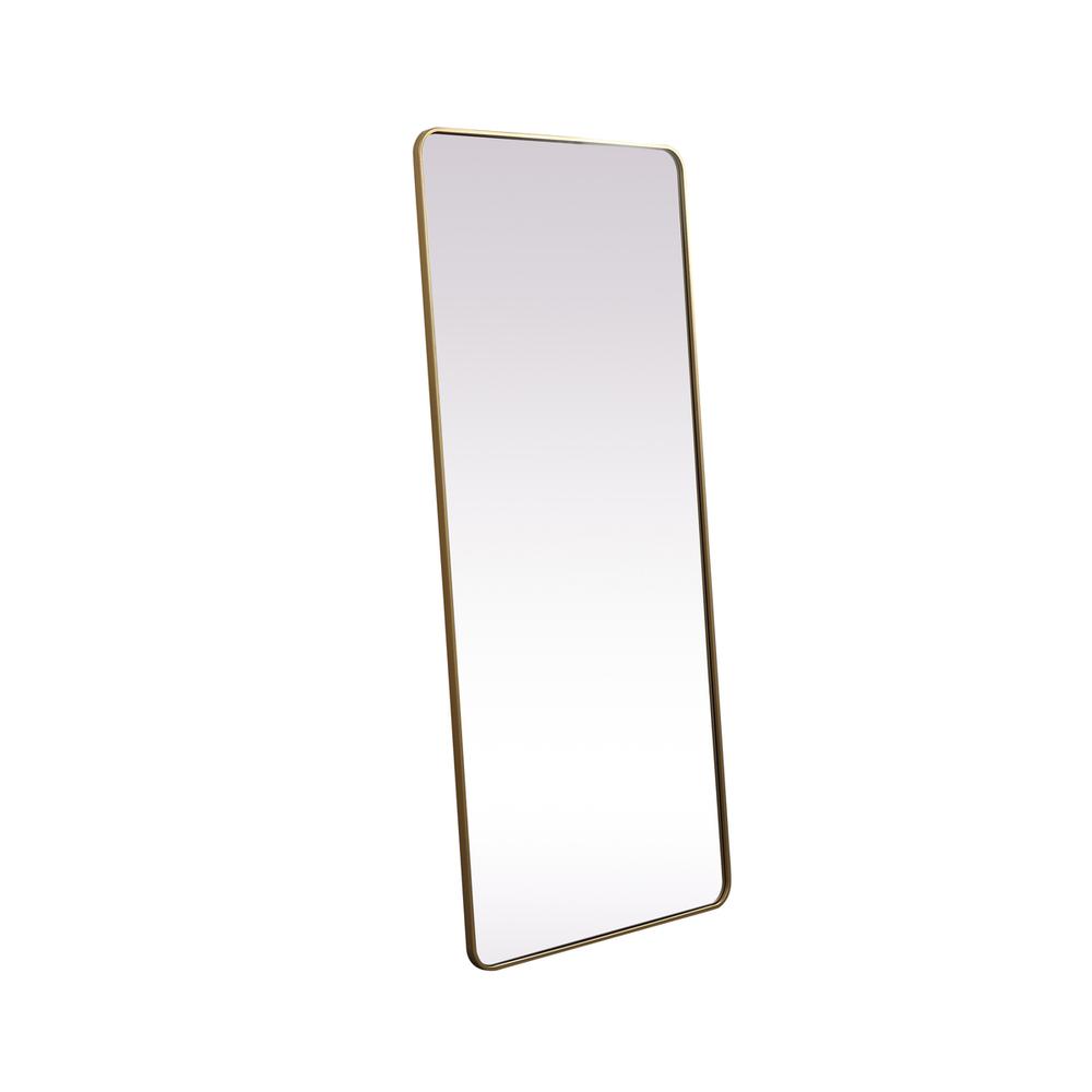 Soft Corner Metal Rectangle Full Length Mirror 32x72 Inch in Brass. Picture 7