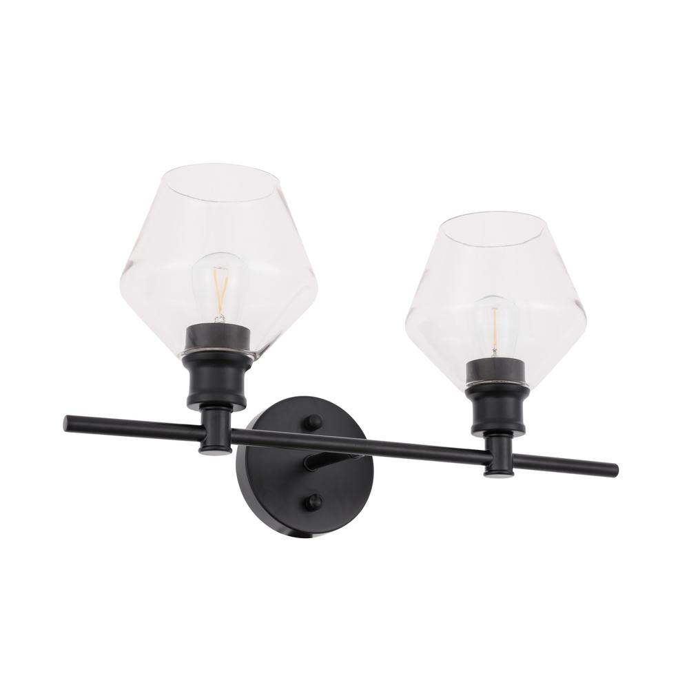 Gene 2 light Black and Clear glass Wall sconce. Picture 6