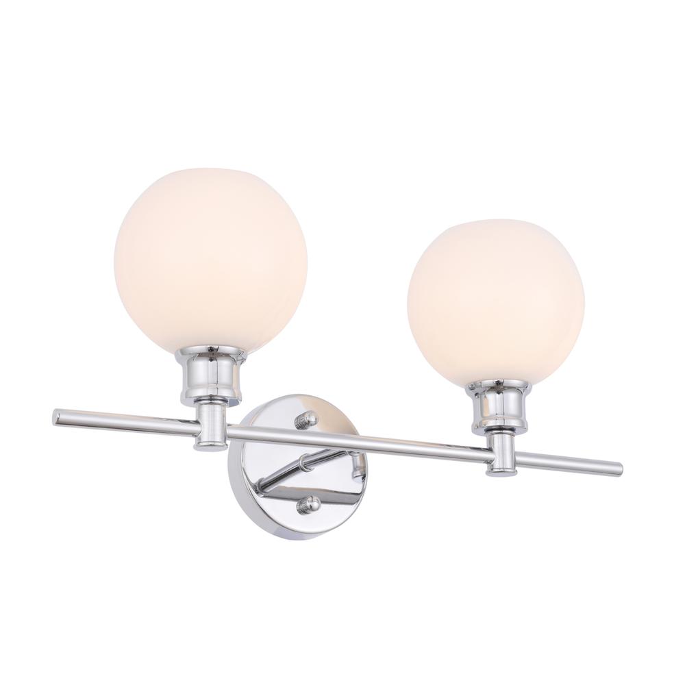 Collier 2 light Chrome and Frosted white glass Wall sconce. Picture 5
