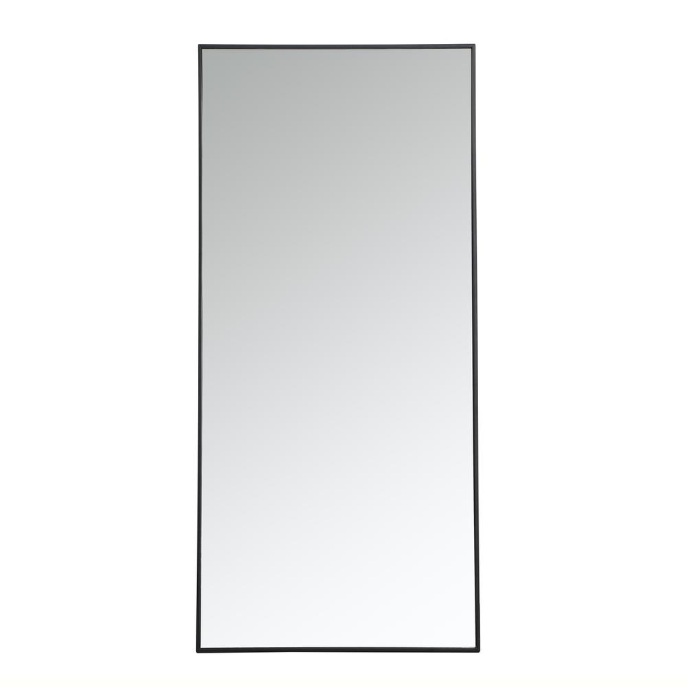 Metal frame rectangle mirror 30 inch in Black. Picture 1