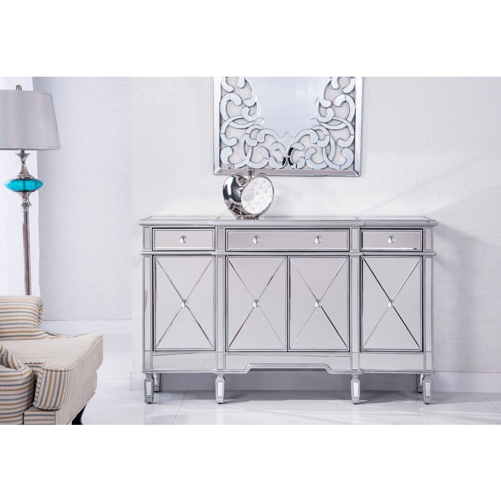 3 Drawer 4 Door Cabinet 60 in. x 14 in. x 36 in. in silver Clear. Picture 11