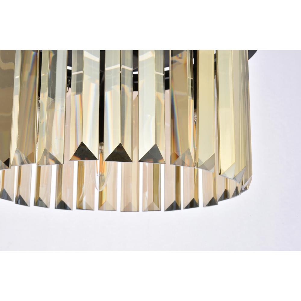 Sydney 3 light Matte Black Pendant Golden Teak (Smoky) Royal Cut Crystal. Picture 3