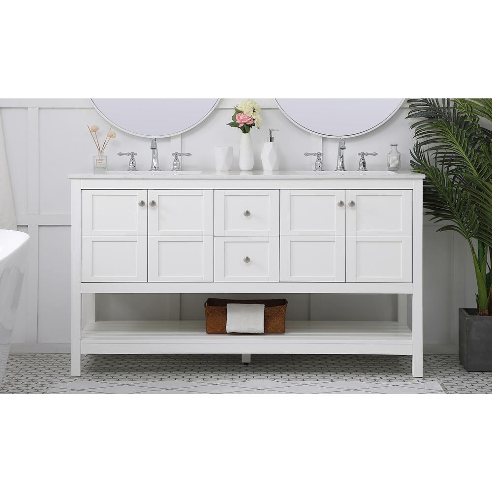 60 inch Single Bathroom Vanity in White. Picture 14