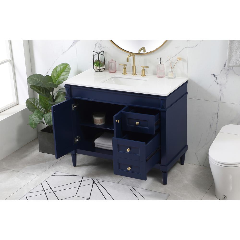 42 inch Single bathroom vanity in blue. Picture 3
