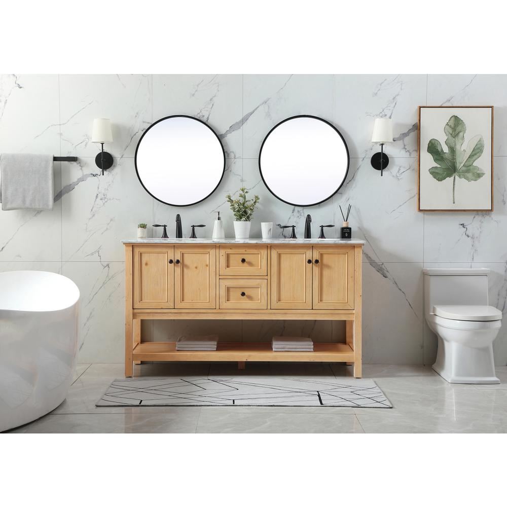 60 inch double bathroom vanity in natural wood. Picture 4