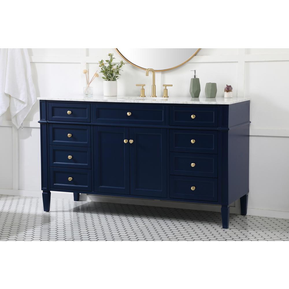 60 inch Single bathroom vanity in blue. Picture 2