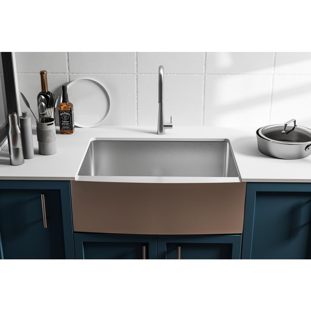 Stainless Steel farmhouse kitchen sink L30'' x W21'' x H10". Picture 2