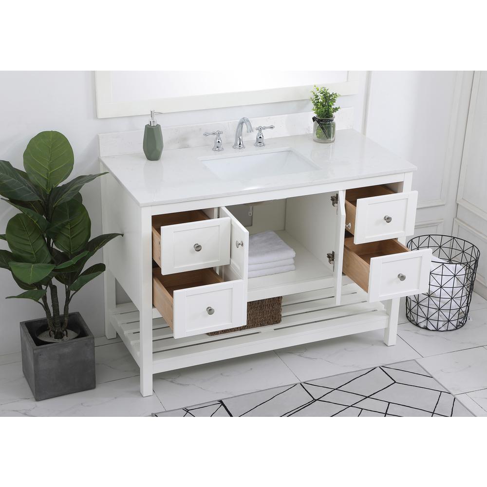 48 inch Single Bathroom Vanity in White with Backsplash. Picture 3