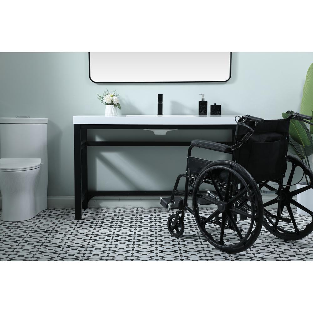 54 Inch ADA Compliant SIngle Bathroom Metal Vanity In Black. Picture 14