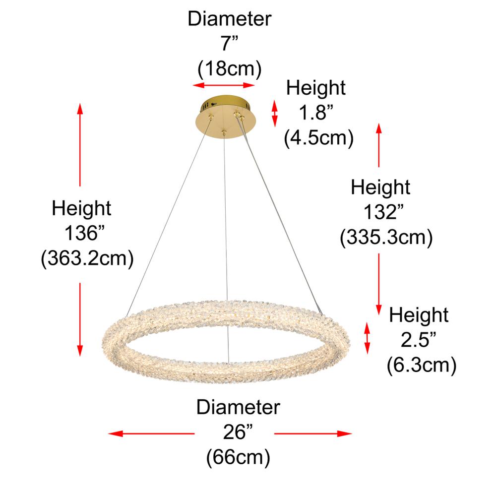 Bowen 26 inch Adjustable LED Chandelier in Satin Gold. Picture 10
