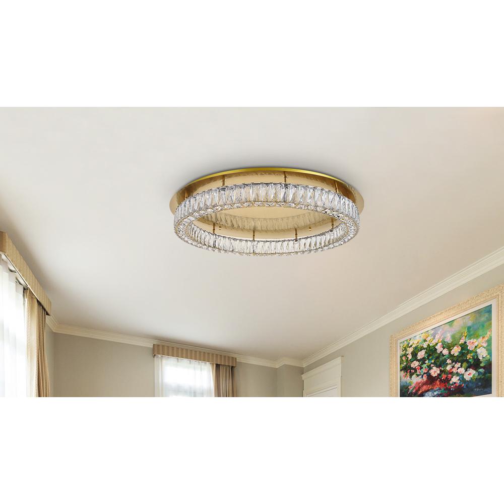 Monroe LED light Gold Flush Mount Clear Royal Cut Crystal. Picture 7