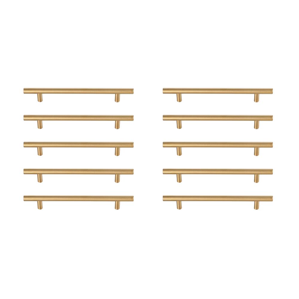 Quinn 6-5/16" Center to Center Brass Bar Pull Multipack (set of 10). Picture 1