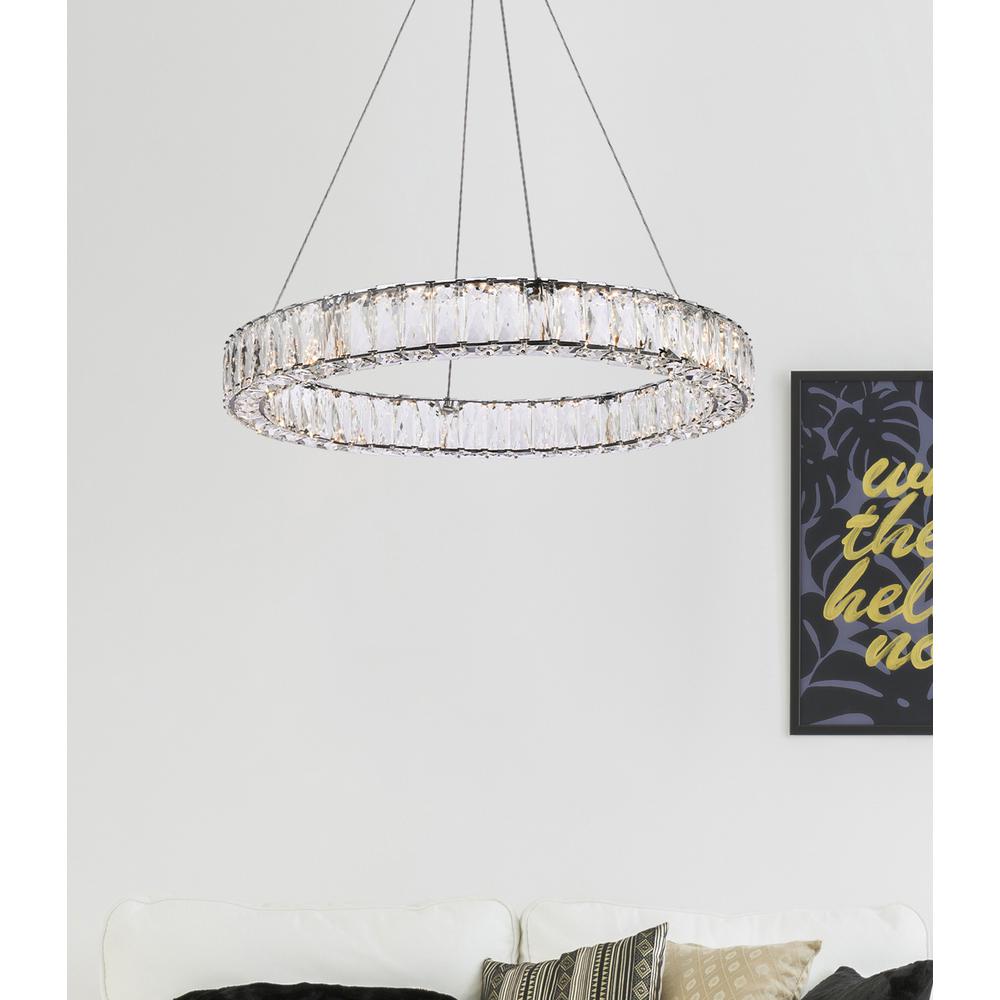 Monroe 26 inch LED round Single pendant in black. Picture 8