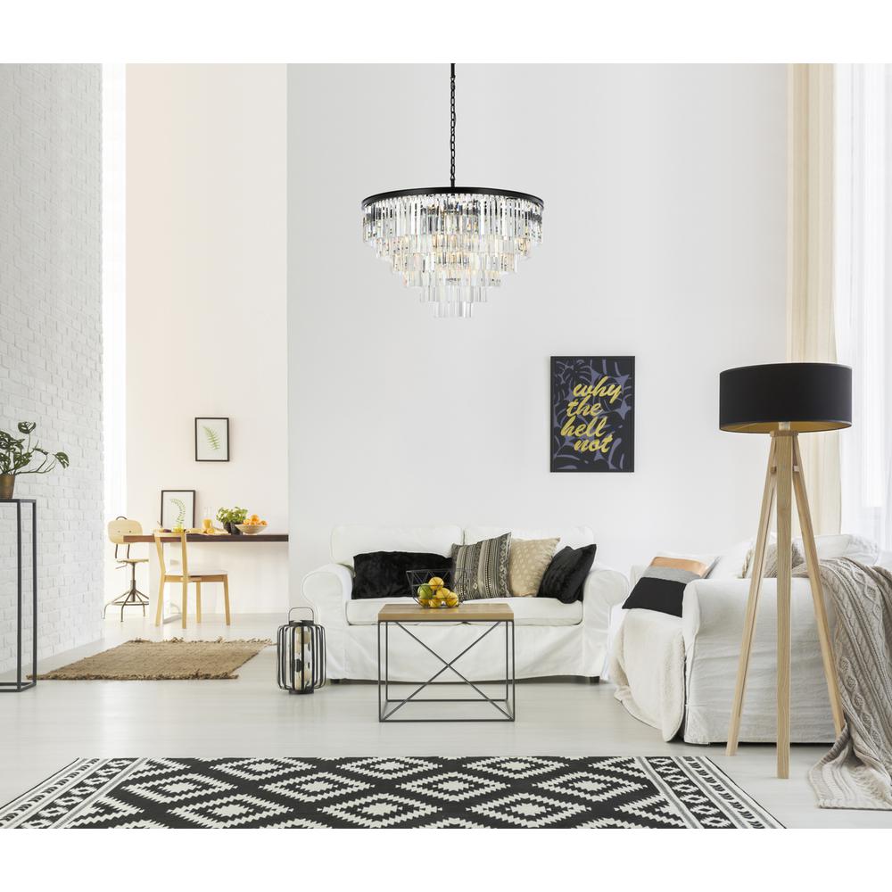 Sydney 33 light Matte Black Chandelier Clear Royal Cut Crystal. Picture 7