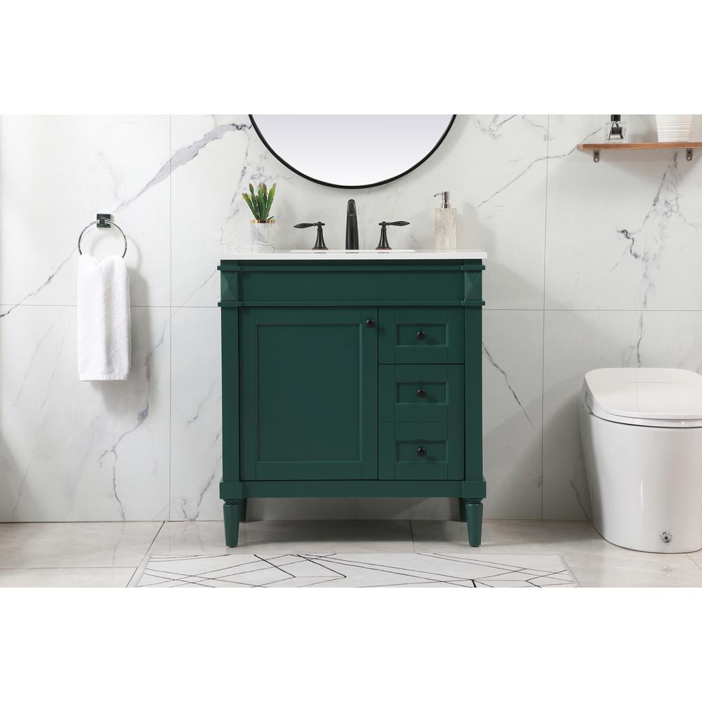 32 inch Single bathroom vanity in green. Picture 14