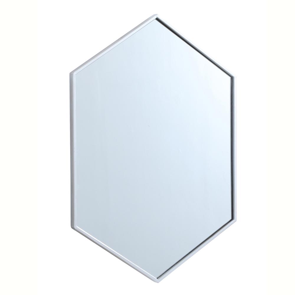 Metal frame hexagon mirror 24 inch in silver. Picture 4