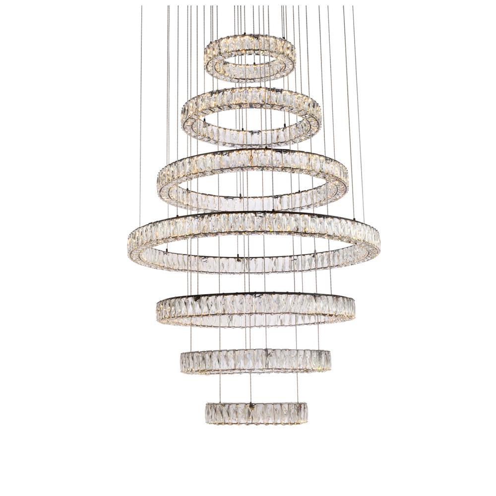 Monroe 40 inch LED seven ring chandelier in black. Picture 2
